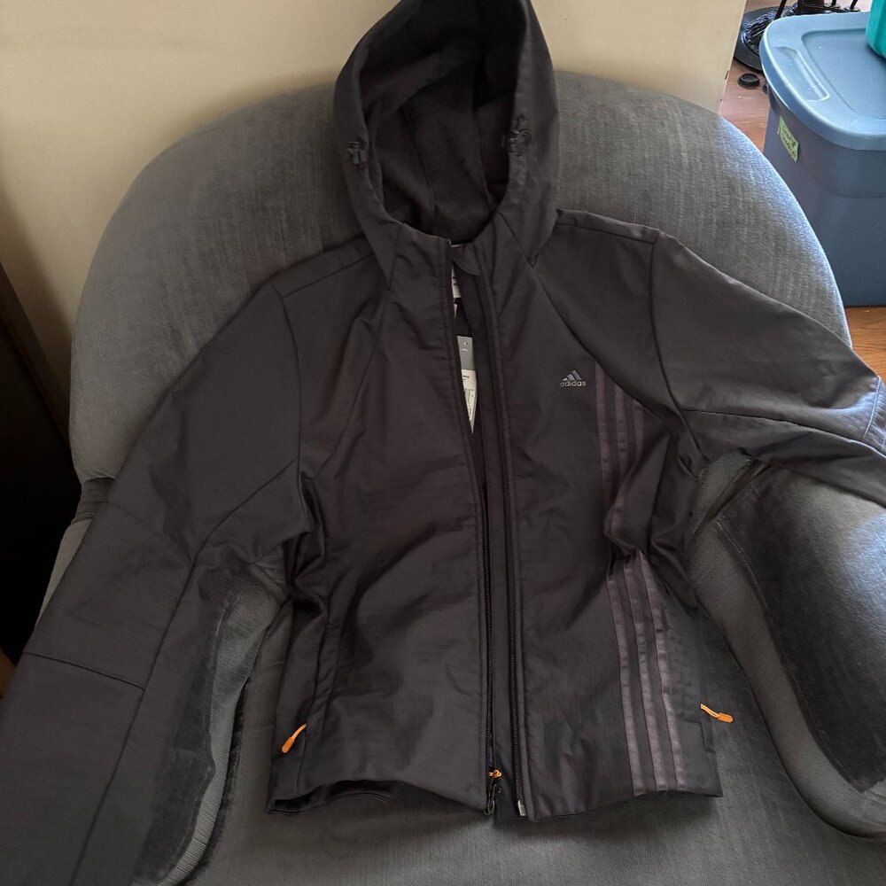 Adidas women's hooded spring jacket with light fleece lining - size M